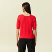 Gilet manches coude col rond rouge fonc&eacute; femme