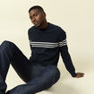 Pull fin col rond manches longues bleu marine homme