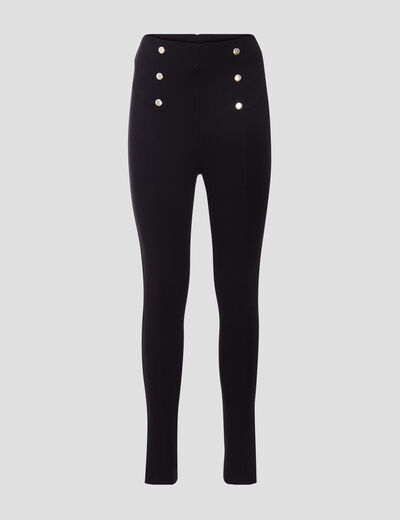 Pantalon jegging taille haute noir femme