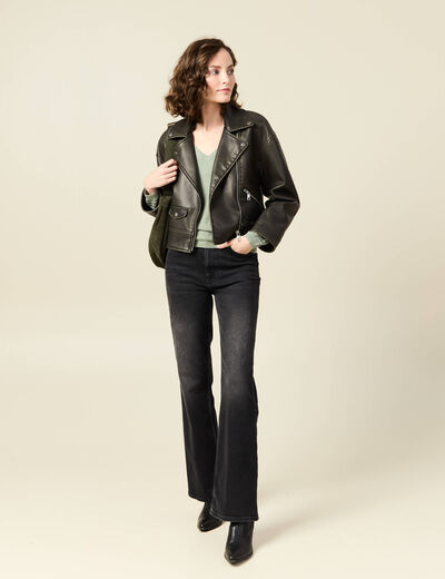 Pull à manches longues vert kaki femme