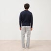 Pull manches longues col rond bleu marine homme
