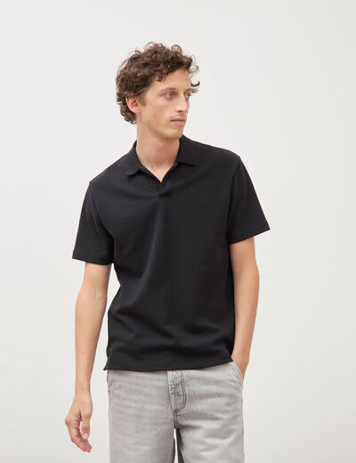 Polo droit col polo manches courtes noir homme