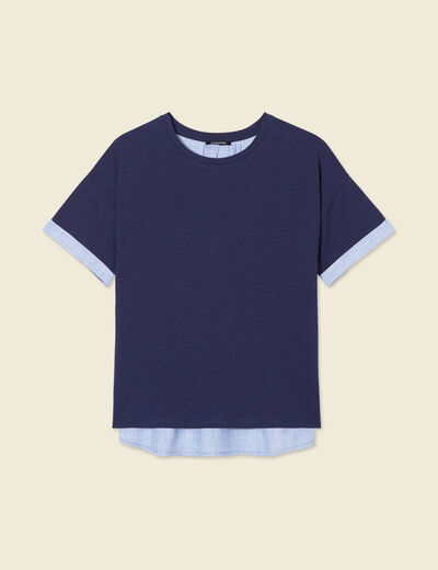 T-shirt manches courtes bleu marine femme