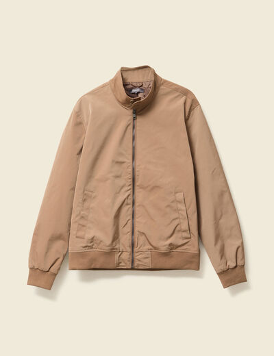 Blouson zippé col montant taupe homme