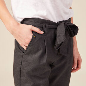 Pantalon paperbag gris femme