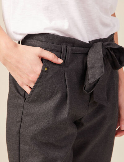 Pantalon paperbag gris femme