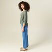 Pull col en V éco-responsable vert kaki femme