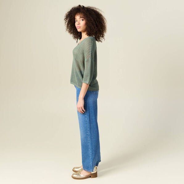 pull col en v eco responsable vert kaki femme Pull col en V éco-responsable vert kaki femme