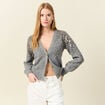 Gilet boutonn&eacute; &agrave; sequins gris femme