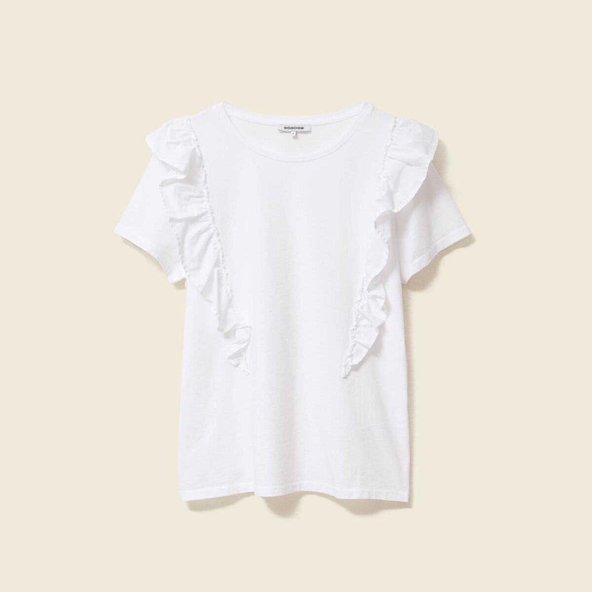 T-shirt en coton manches courtes blanc femme