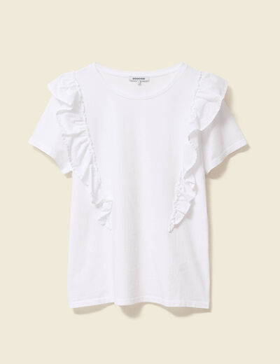 T-shirt en coton manches courtes blanc femme