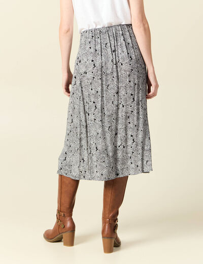 Jupe midi droite fendue noir femme