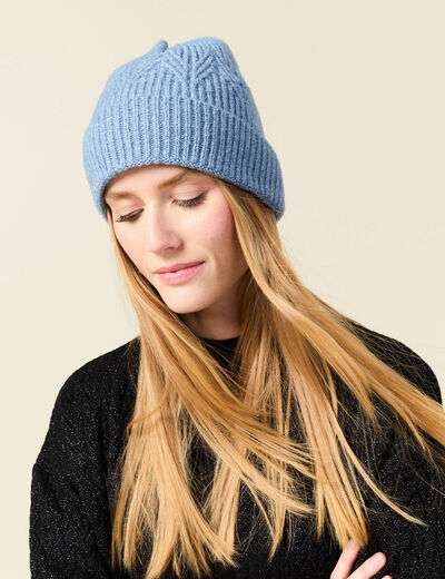 Bonnet éco-responsable bleu ciel femme