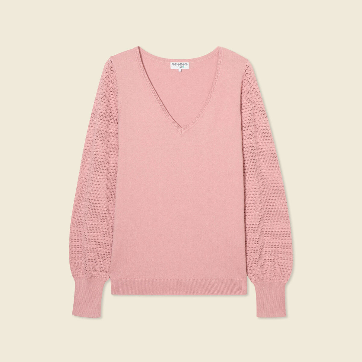 Pull manches longues rose pastel femme