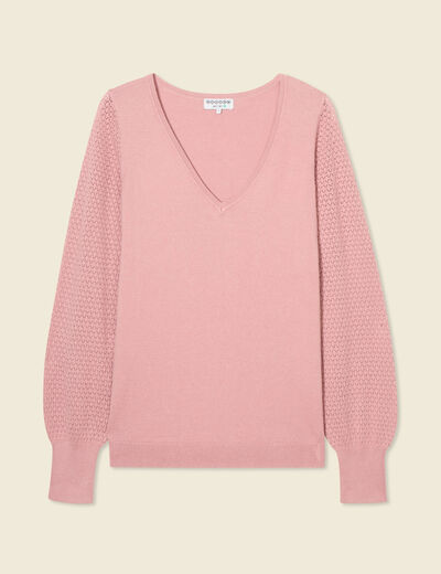 Pull manches longues rose pastel femme