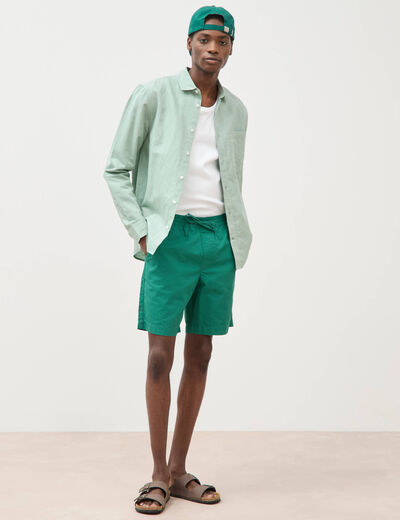 Bermuda en coton vert &eacute;meraude homme