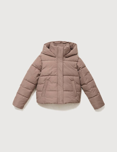 Doudoune &agrave; capuche taupe femme