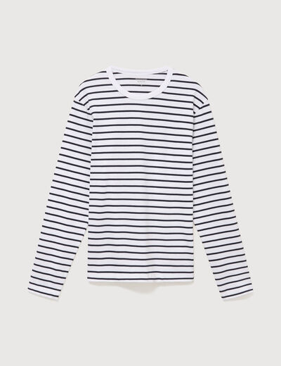 Marini&egrave;re manches longues col rond bleu marine homme