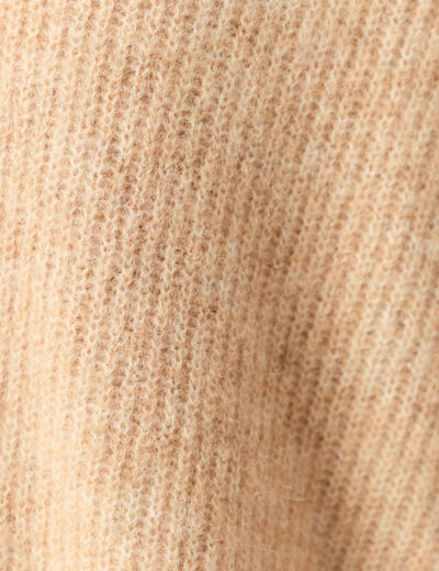 Gilet col V manches longues n&oelig;uds beige femme