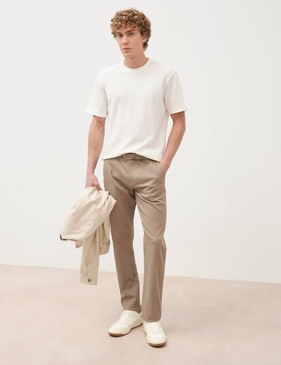 Pantalon straight longueur 32 ceinture taupe homme