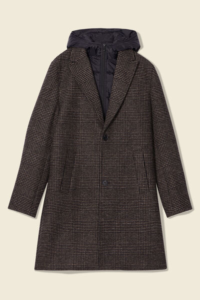 Manteau avec capuche amovible noir homme