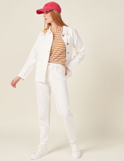 Surchemise droite boutonnée ecru femme