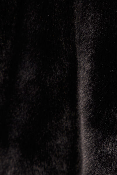 Veste droite fausse fourrure noir femme