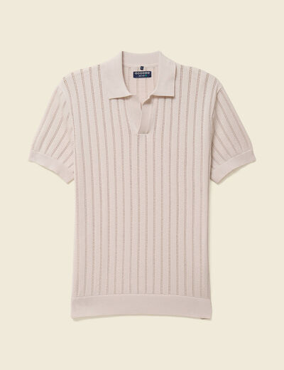 Polo cintr&eacute; col cubain manches courtes sable homme