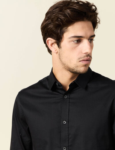 Chemise manches longues noir homme