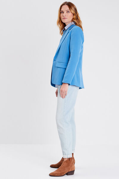 Veste esprit tailleur droite bleu femme