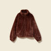 Veste droite courte col montant marron femme