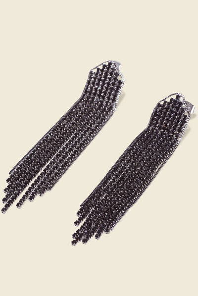 Boucles d'oreilles pendantes noir femme
