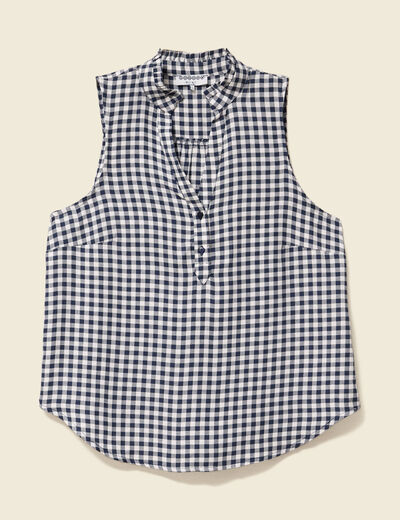 Top sans manches fluide bleu marine femme