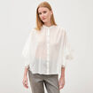 Blouse boyfriend manches coude en coton ecru femme