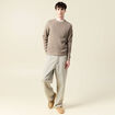 Pull droit manches longues vert kaki homme