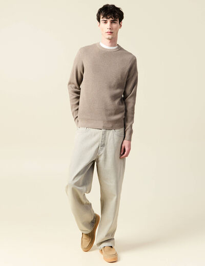Pull droit manches longues vert kaki homme