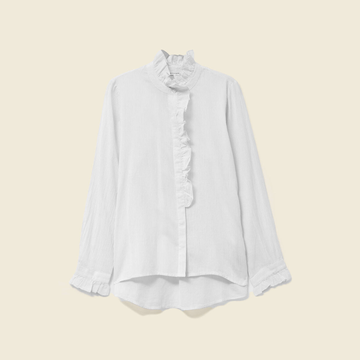 Chemise manches longues en coton blanc femme