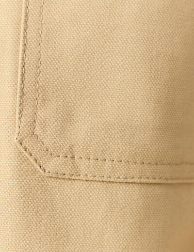 Veste boutonnée col velours beige homme