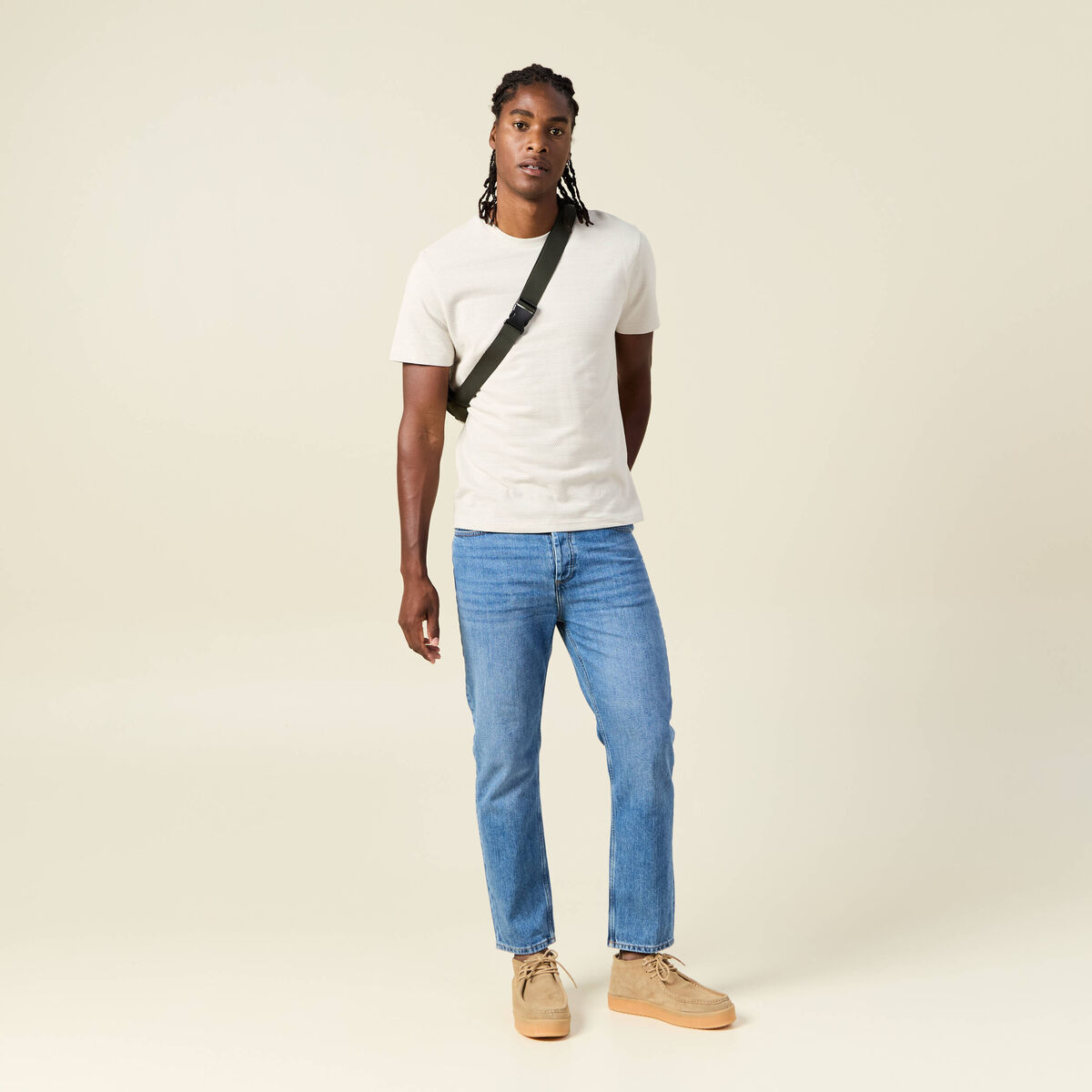 T-shirt manches courtes beige homme