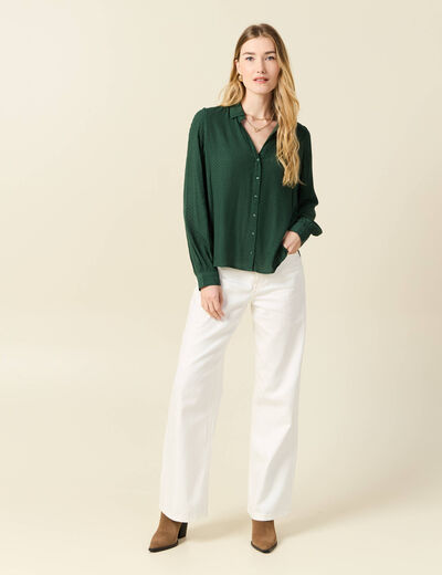 Chemise manches longues vert foncé femme