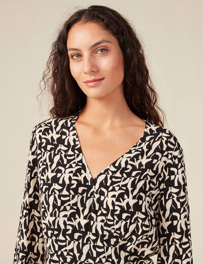 Robe droite manches longues noir femme
