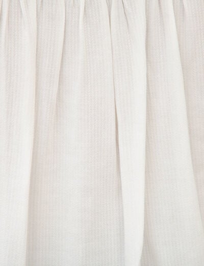 Blouse ajour&eacute;e col rond manches longues ecru femme