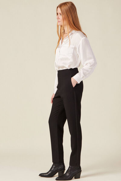 Pantalon cigarette noir femme