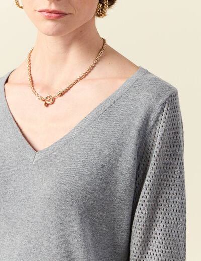 Pull à manches longues gris foncé femme