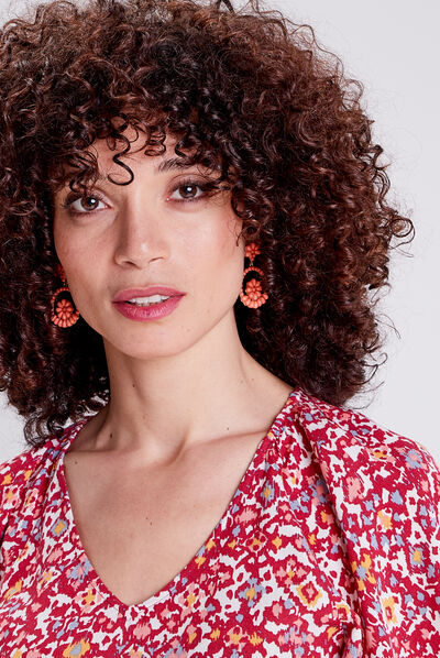 Boucles d'oreilles pendantes rose femme