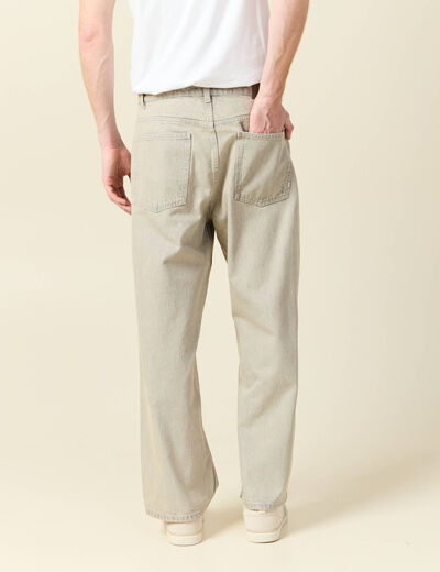 Jeans large 5 poches longueur 32 denim beige homme