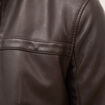 Blouson cintr&eacute; similicuir col montant marron fonc&eacute; homme