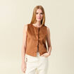 Gilet sans manches doublé camel femme