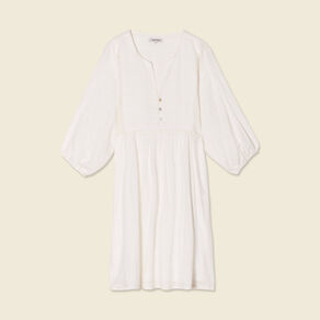 Robe évasée manches 3/4 ecru femme