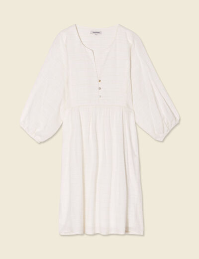 Robe évasée manches 3/4 ecru femme